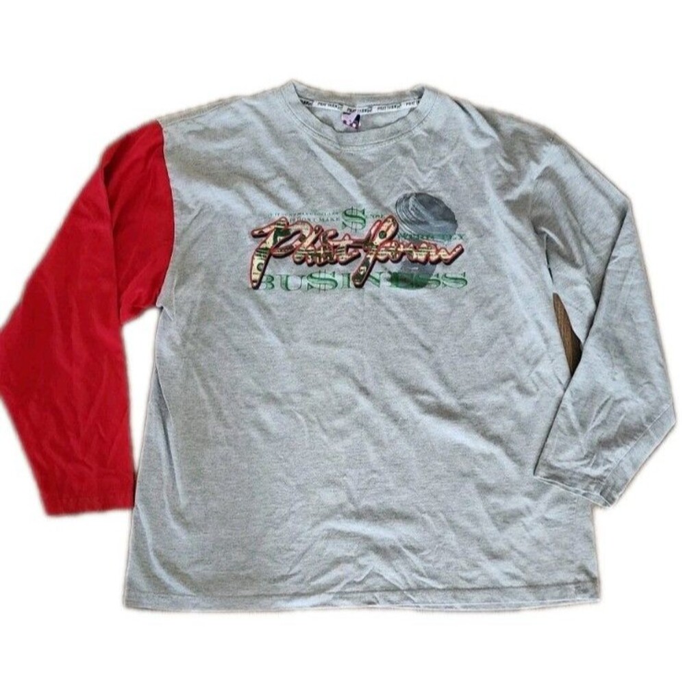 Phat Farm XXXL Long Sleeve Graphic Tee Y2K Hip Hop Streetwear Gray Red